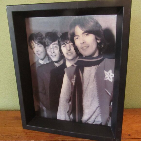 Rare Vintage Lenticular BEATLES Picture 3-D Framed Black & White Photo Print - Picture 13 of 16